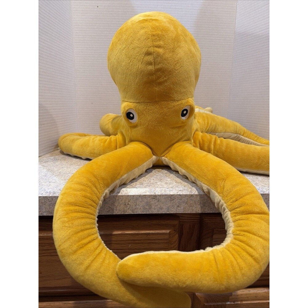 IKEA BLAVINGAD Plush Yellow Octopus Toy Stuffed Animal 20 Inch